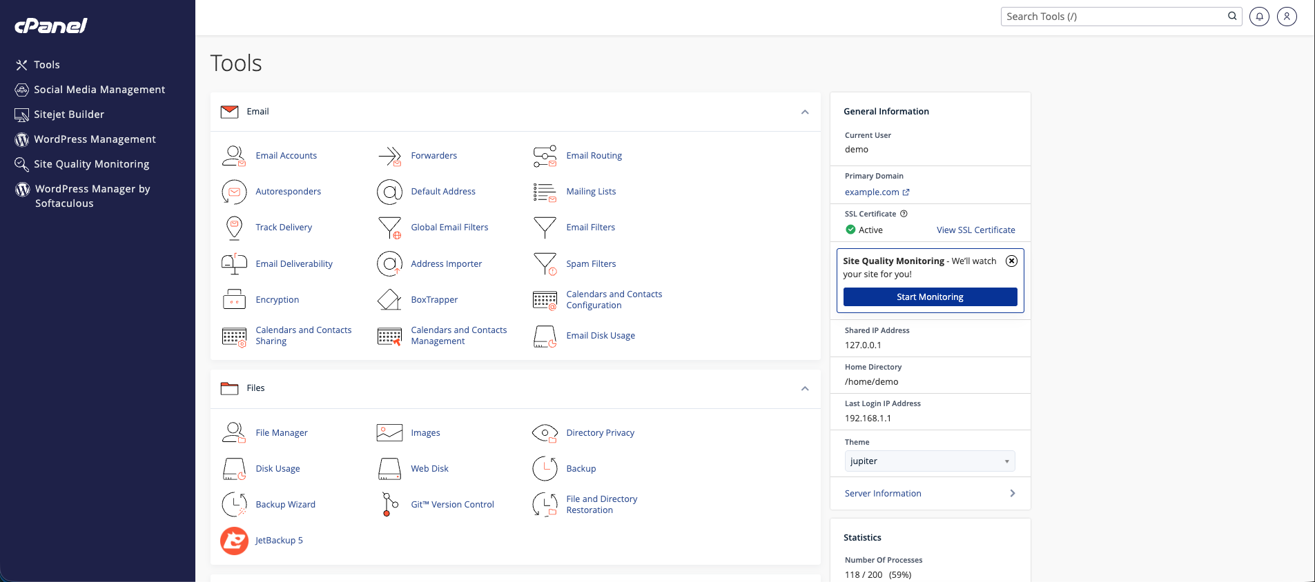 cPanel Hosting Dashboard — Flyhost.in