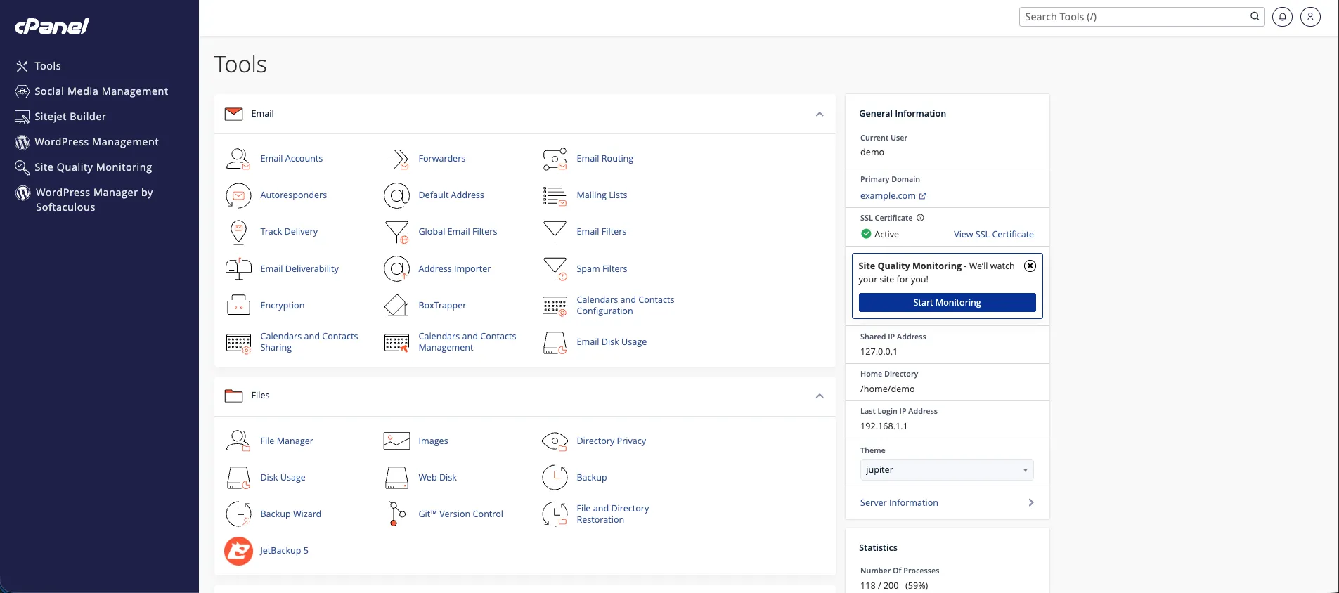 cPanel Hosting Dashboard — Flyhost.in